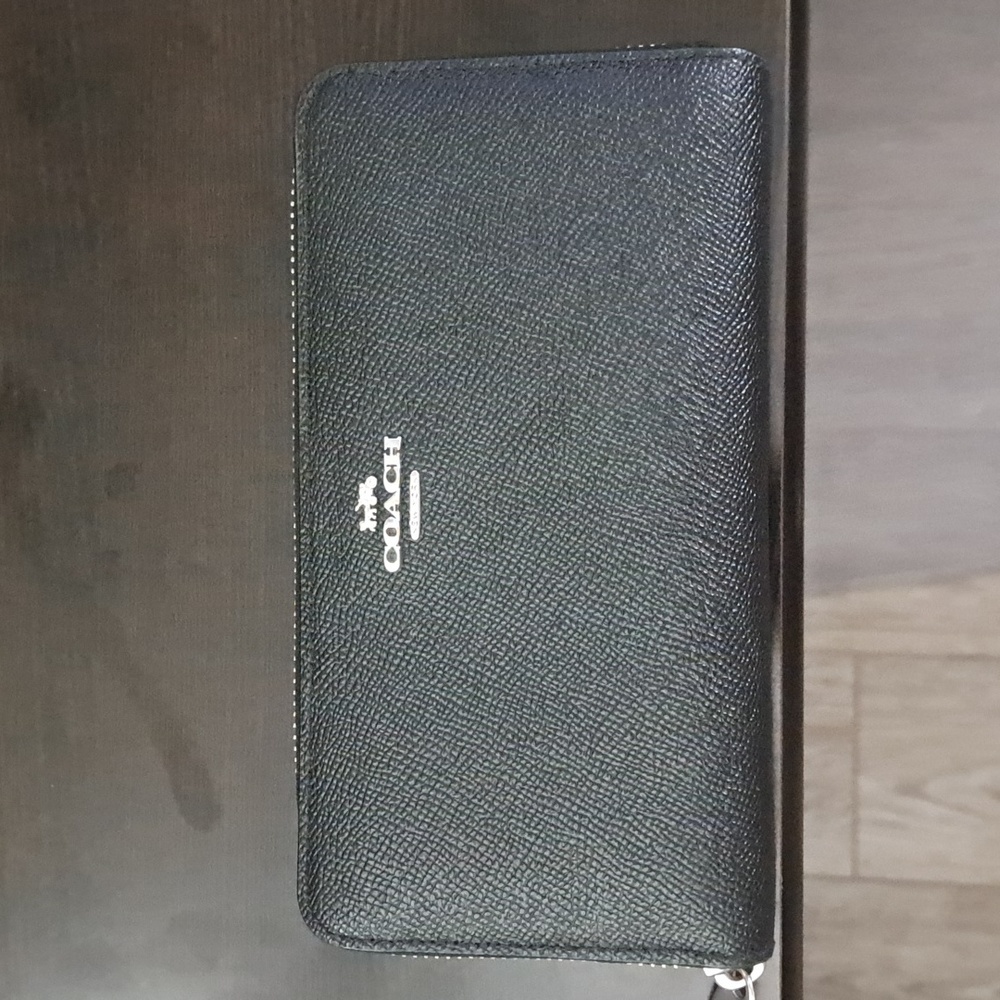 Coach black zip around wallet